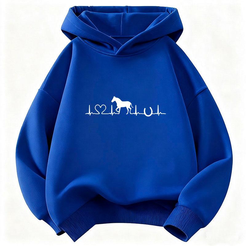 Sweat à capuche Design Cœur d'Amour Cheval pour Enfants Chat Sweat à Capuche Enfant pour Garçons Filles Automne Animal de Dessin Animé Sweats à Capuche Décontractés