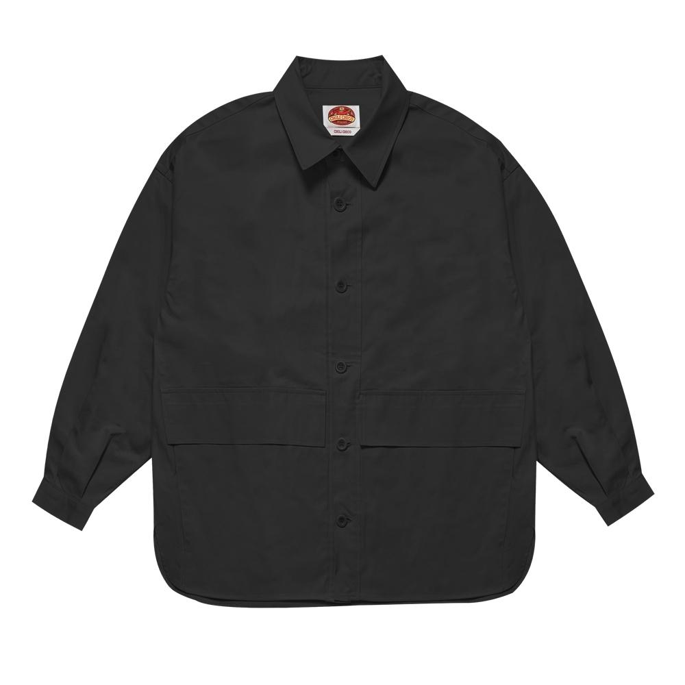 Riover [Chili Chico] Double Pocket Oversized Set-Up Shirt - Black M