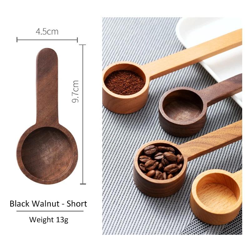 1PC Short/Long Measuring Wood Spoon Coffee Bean Kitchen Spice Cooking Spoon Sugar Coffee Scoop Salt Seasoning Honey Teaspoons