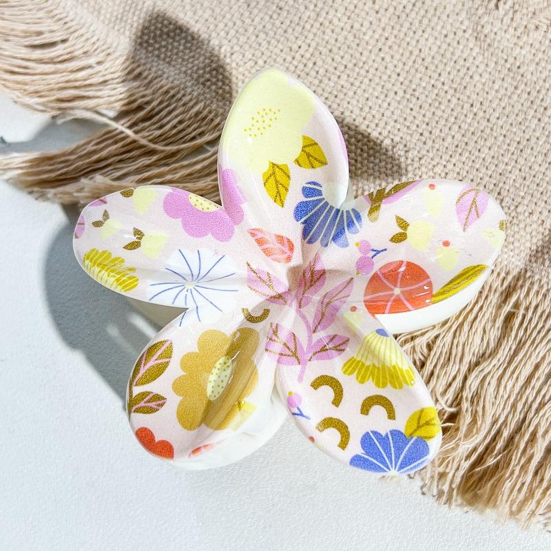 Uv-printed Frangipani HairpinFemale Seaside Vacation Back of The Head HairpinShark Clip