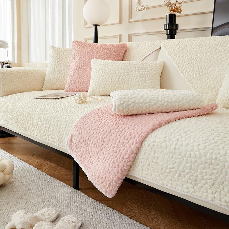 Cuscino per Divano Inverno Peluche Ispessito Cuscino Invernale Colore Unico Semplice Moderno Antiscivolo Copri Divano Tessuto di Copertura