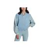 adidas Originals Varsity Jacket With Brand Logo Print And Patchwork Design Women Jackets Sky-Blue HL9070