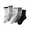 Lace tube socks women's stockings thermal socks gray cotton socks versatile women's socks Trendy Polka Dot Crew Socks Color-block Cuff Casual Socks