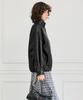 LEFTSEOUL Synthetic Leather High-Neck Blouson [Black]