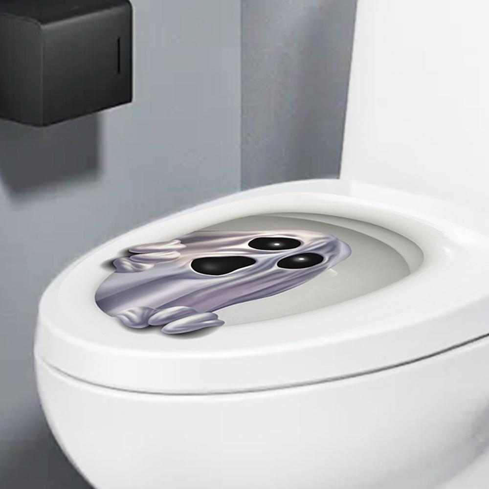 1 Stück Halloween Geist Bohrt Aus Toilette Aufkleber Bemalte Toiletten Dekoration Wasserdichte Toilettendeckel Aufkleber