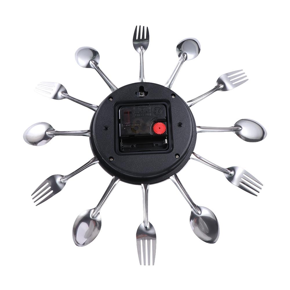 Removable Cutlery Wall Clock 3D Metal Clock Room Home Decoration Spoon Fork Wall Clock  Restaurant