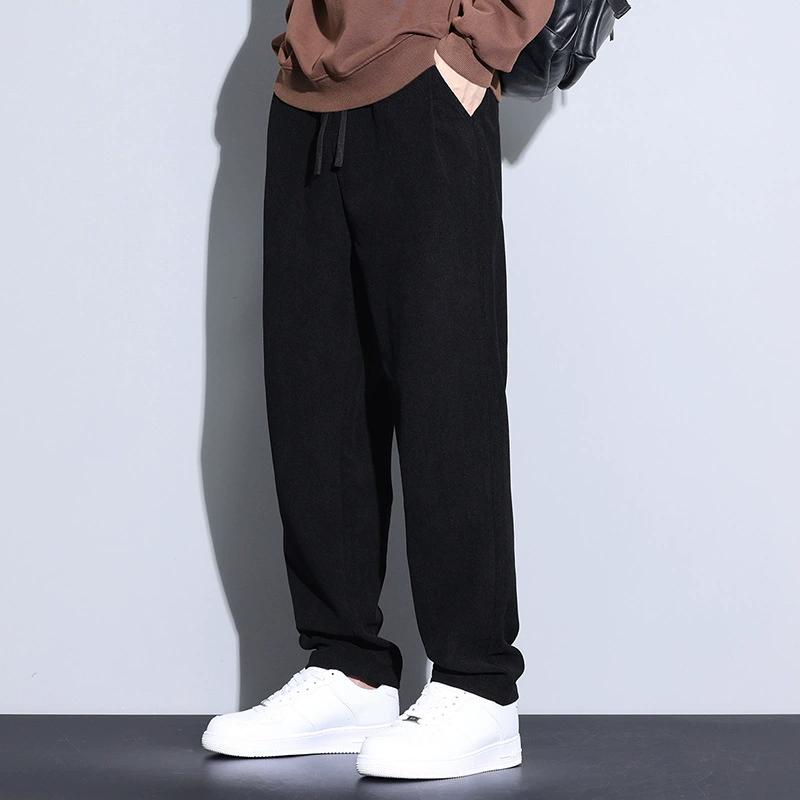 

Весенние мужские повседневные брюки прямого кроя, длинные брюки — это модно, универсально, эластично, свободного кроя и брюки из толстого вельвета. XS чёрный