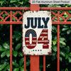 2D Flat, 8x12 Inch Vintage July 4th Metal Wall Decor - Distressed American Flag Sign Suitable for Independence Day, Rustic Aluminium Hanging