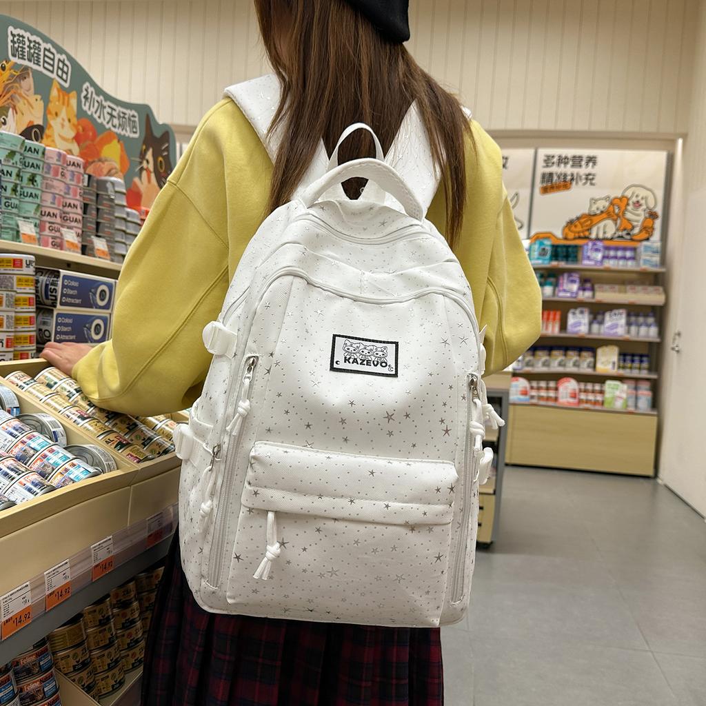 Schoolbag Japanese Ins New High-value Fresh and Sweet Polka Dot College Style Backpack Junior High School Students Lightweight Backpack