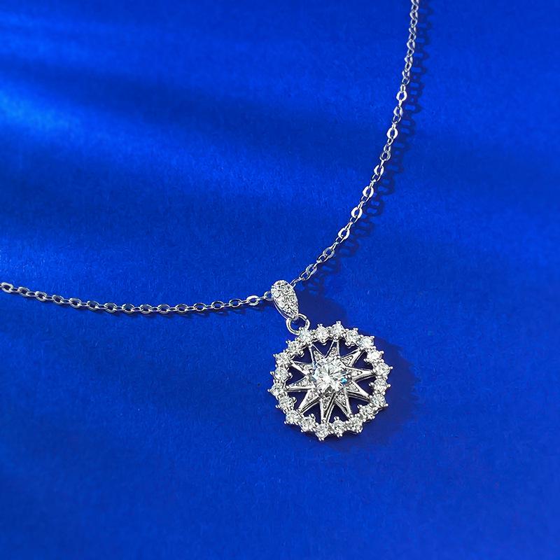 Moo King S925 Silver Snowflake Astrolabe Necklace - Fashionable and Versatile for Everyday Wear