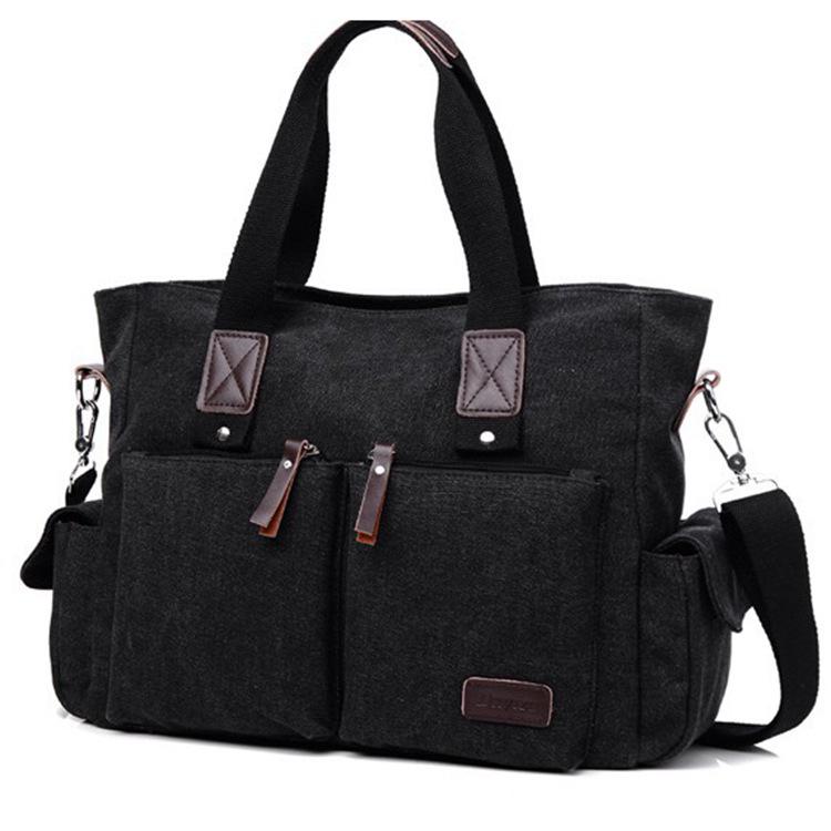 Britische Stil Leinwand Umhängetasche - Unisex Große Kapazität Crossbody Reißverschlusstasche für Kurze Reisen