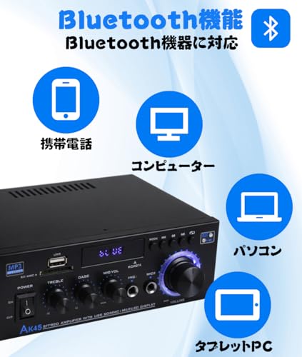 Topsky Power Amplifier, Audio Sound Amplifier, Microphone Amplifier, Bluetooth, HIFI Digital, Maximum Output 80W, Audio, AK-45, RC Support, Car, Home,