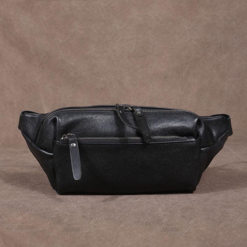 Head Layer Cowhide Men's Chest Bag, Men's Leather Diagonal Shoulder Bag, Casual Crossbody Bag, Shoulder Bag, Diagonal Cross Small Backpack Waist Bag