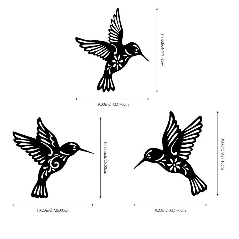 1PC Metal Hummingbird Wall Decoration Hollow Out Iron Bird Sculpture Wall Hanging Figurines Ornament Home Decor