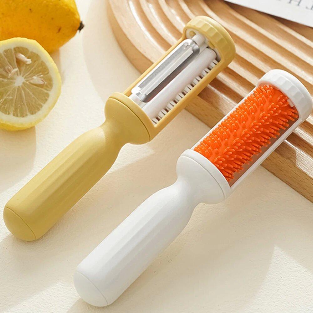 Pelapatate Multifunzionale 2 in 1 con Spazzola per Lavare Pelapatate per Verdure e Frutta Spazzola per Lavare Cetriolo Pelapatate Mela Frutta Raschietto Domestico