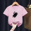 Cute Dance Printed Children's Round Neck T-shirt Pink Short Sleeve with A Base Shirt Kids Clothes TOPS TEE Polyester Fabric