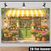 2D Bright Florist Shop with "OPEN" Sign Photography Background