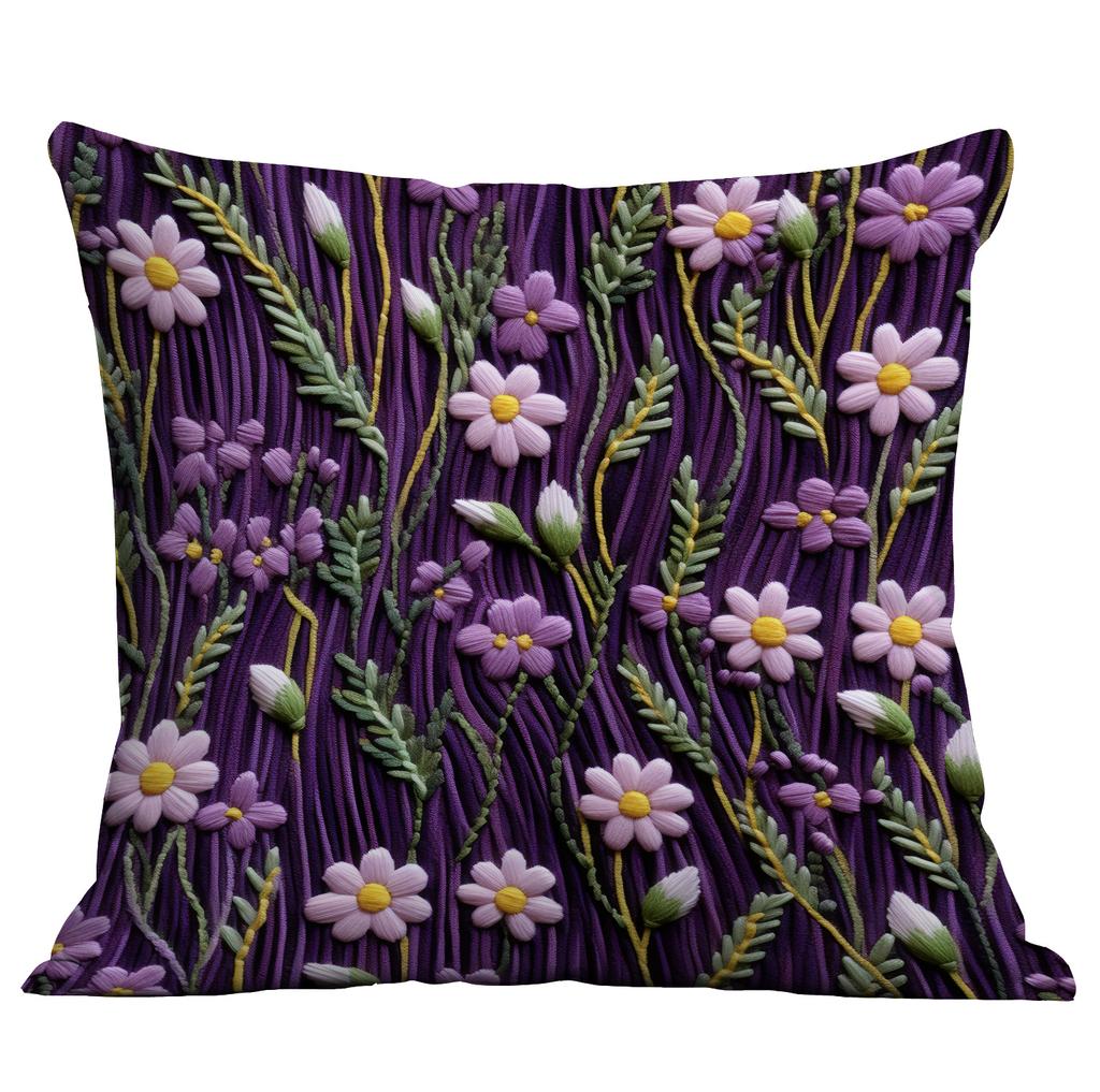 New Imitation Embroidered Floral Pillowcase Short Velvet Double-sided Printed Home Sofa Cushion Pillowcase