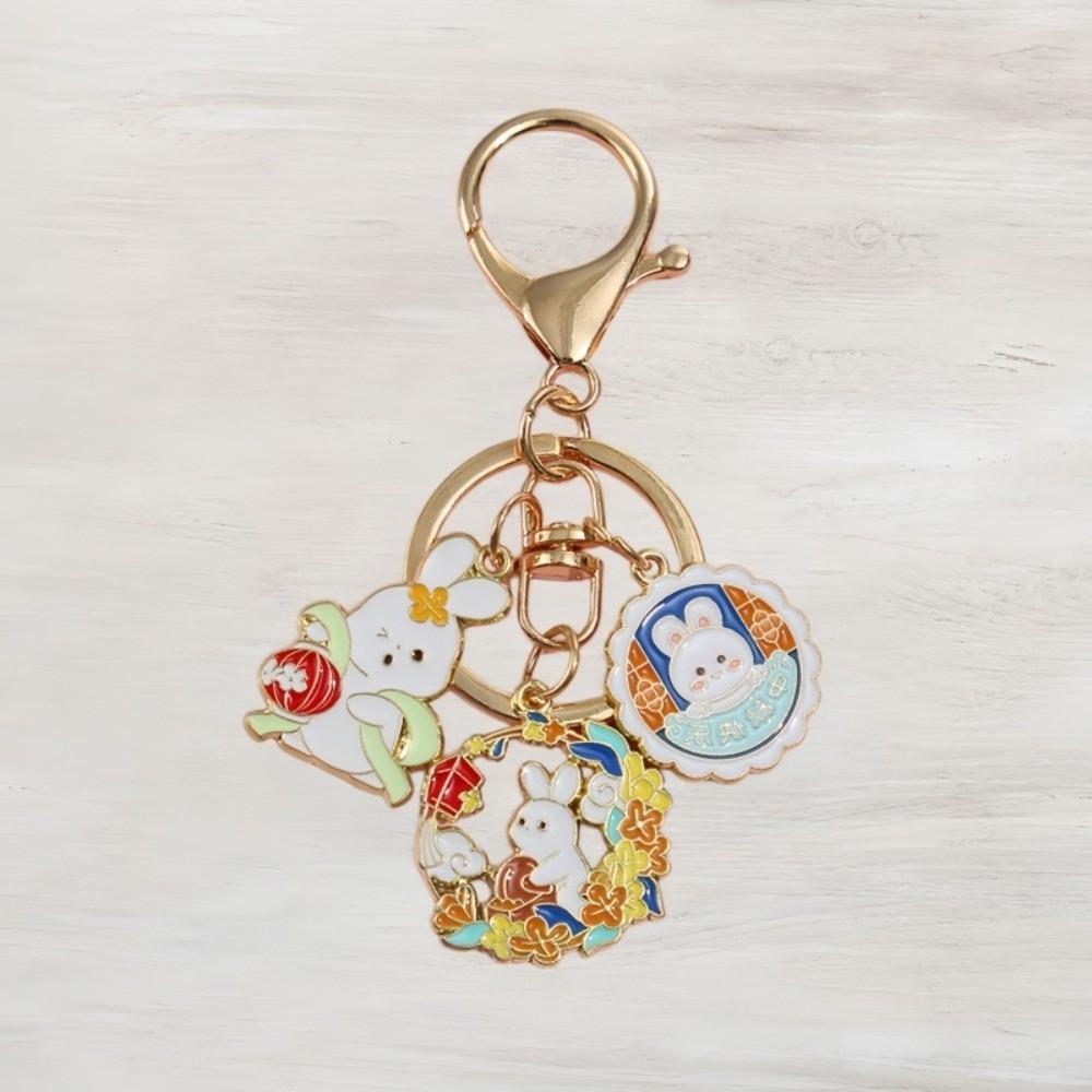 Enamel Metal Metal Key Ring Cartoon Design Enamel Pendant Rabbit Key Chain  Backpack Decor