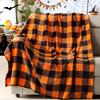 Halloween-Decke Orange Schwarz Kariert Weich Gemütlich Plüsch Festliches Design Heimdekoration Sofa Couch Wohnzimmer Feierparty Geschenk