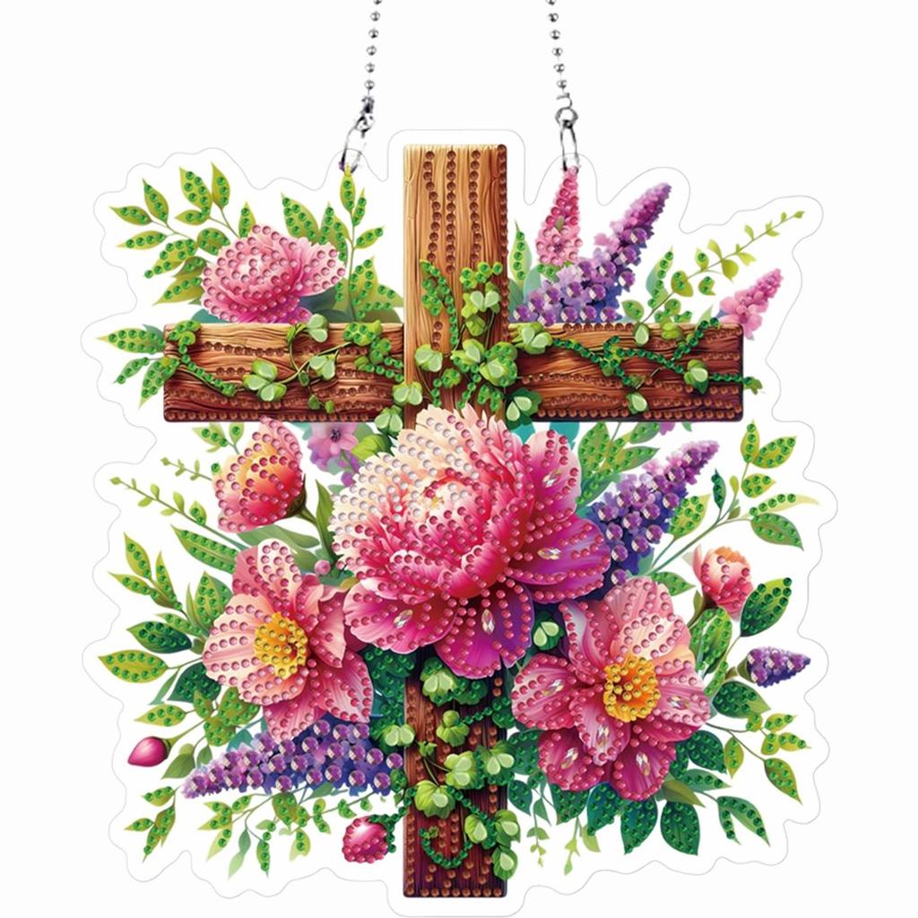 Cross Flower 2D Flat DIY Special Shape Rhinestone Diamond Art Window Pendants Diamond Painting Set Home Wall Decoration Crafts