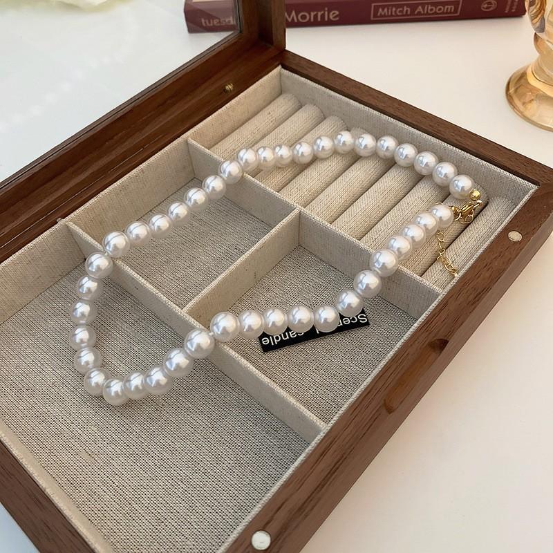 Diamantbesetzte künstliche Perle Doppelkreis Liebesohrringe Französische Retro-Steckohrringe Exquisite Ohrringe Damen
