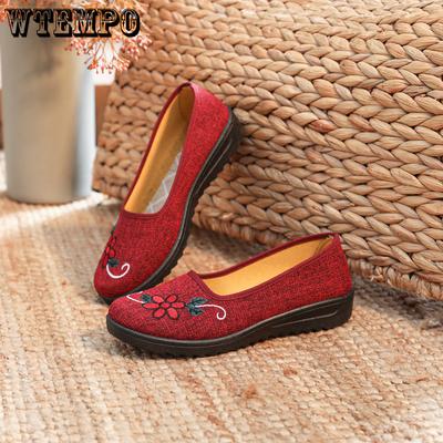 Women's Old Beijing Cloth Shoes Soft Sole Anti Slip Embroidered Single Shoes Casual Mom Shoes
