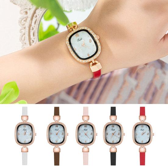 

Женские часы с квадратным циферблатом и стразами, декор из искусственной кожи, регулируемый ремешок без задержки, проверка времени, высокая точность