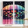 2PCS Rainbow Love Rain Curtain Curtains   Dreamy Sweet Wind   Living Room and Bedroom   Drawbar Pocket Decoration