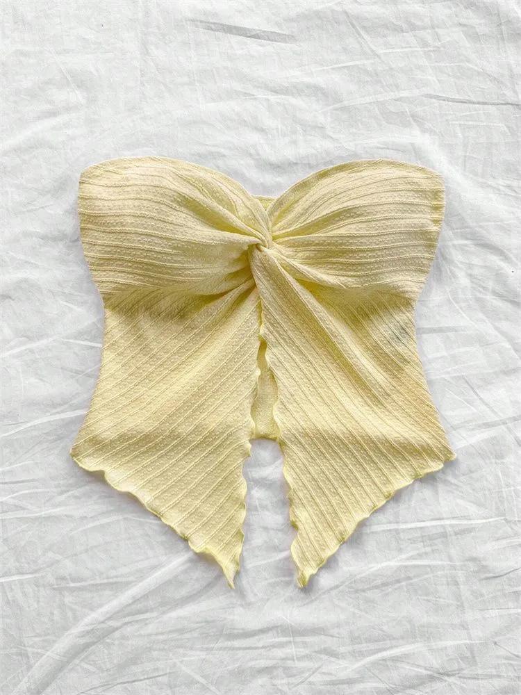 Crop Top Phumee Backless Tube Top Strapless Twist Knot A2361