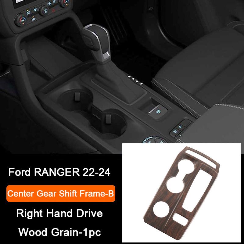 Holzmaserung Innenraum-Überzugsabdeckungen für Ford Ranger Wildtrak T9 2023 2024 Armaturenbrett-Verkleidung Lüftungsdüse Mittelkonsole Schalthebel-Panel-Abdeckung