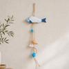 Wood Fish Wall Hanging Decors for Entryway, Bedroom, or Living Room, Ocean Theme Piece with Rope and Color Detail Trim