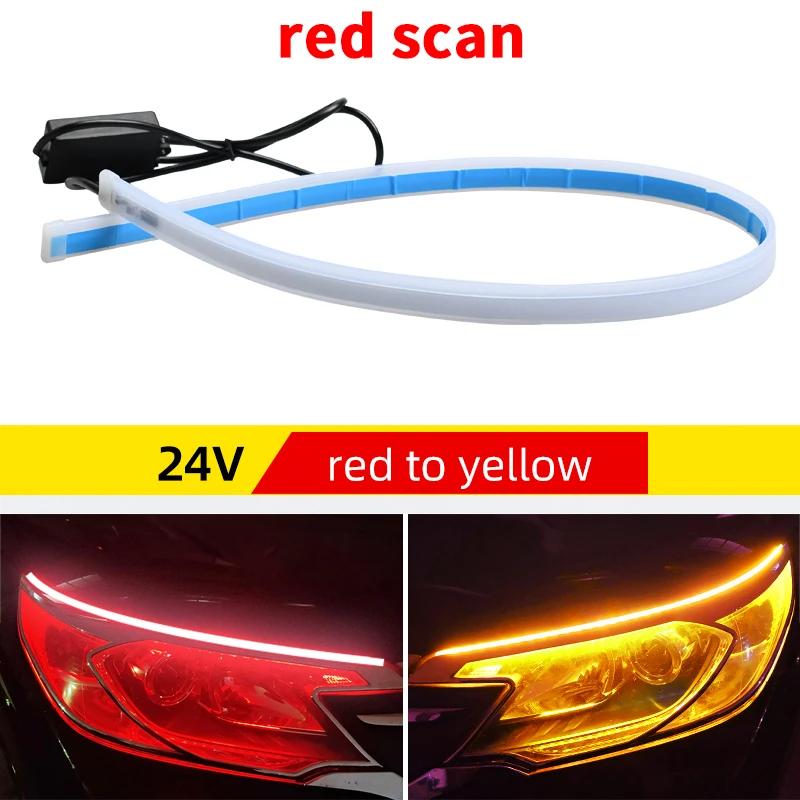 24V Truck LED Daytime Running lights Headlight Turn Signal Light Bar Flexible DRL Start Scanning Ultra-thin Car Decoration Light