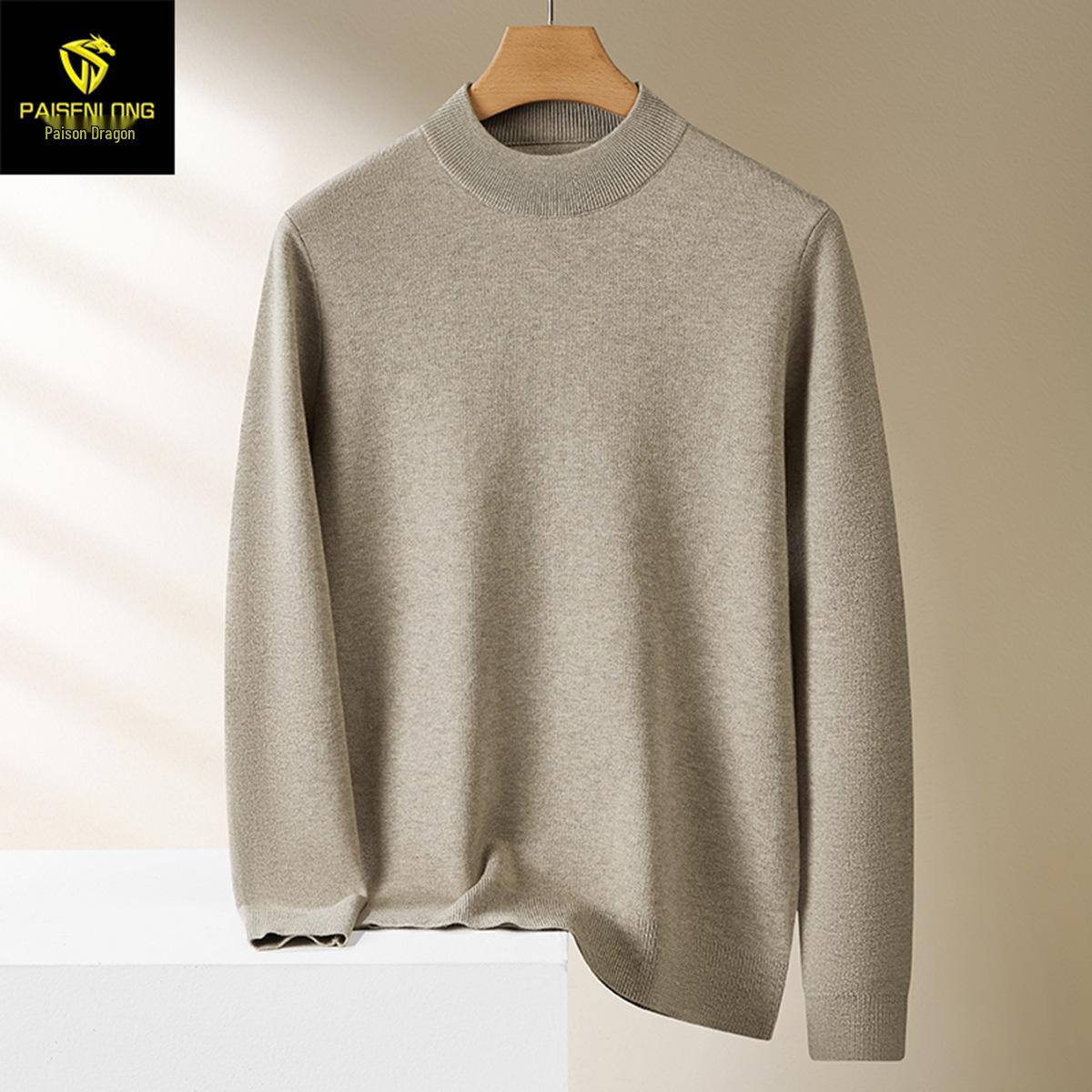 

Men s High Neck Wool Sweater Base Layer - Autumn/Winter Thickened Warm T-Shirt for Middle-Aged Men M