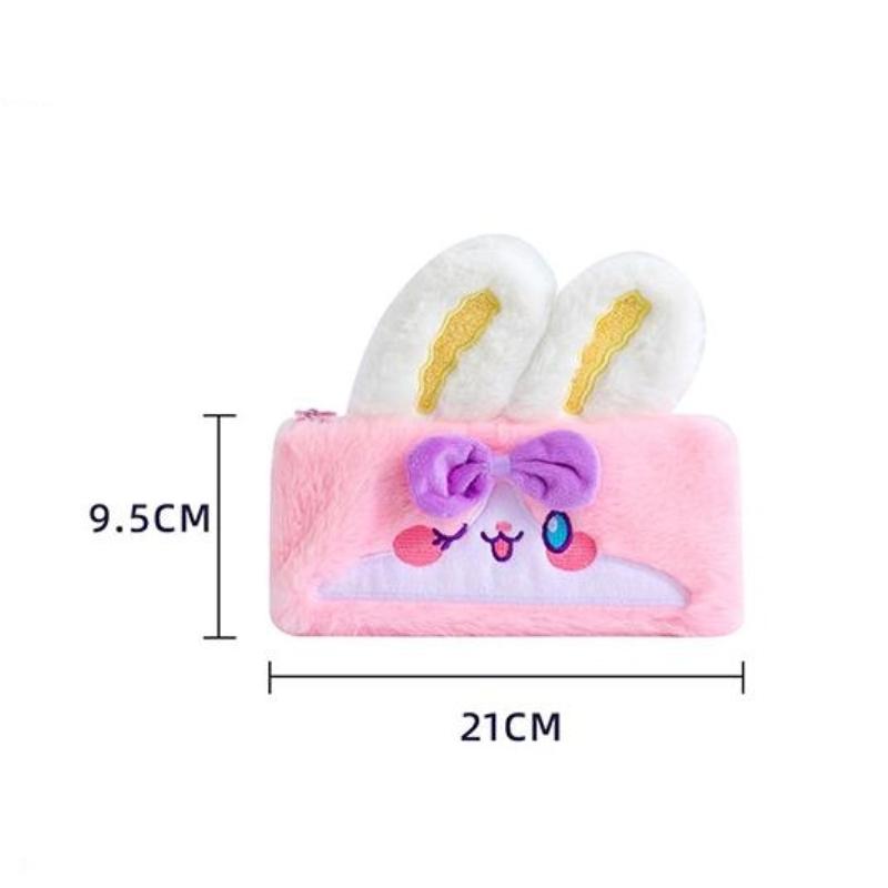 Kawaii Cartoon Plush Rabbit Pen Bag High-Capacity Multi-Function Stationery Case Cute Storage Bag For Student School Supplies