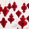 2026 Red Honeycomb New Year Decorations with Tassel Hanging Style Christmas Tree Ornament Paper Hanging Pendant Patio Decor