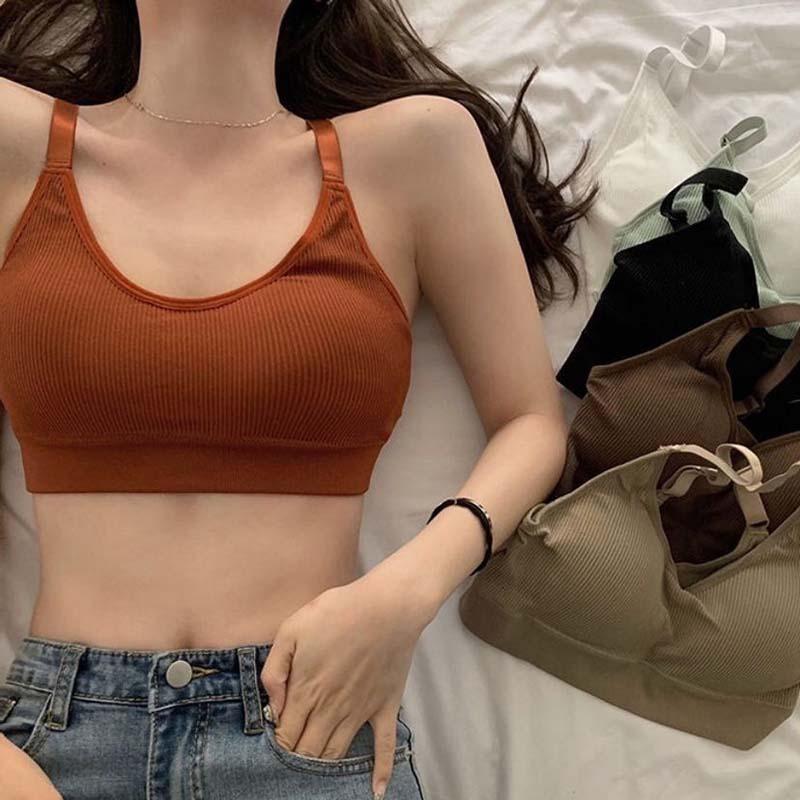 Sømløs Sports-BH Dame Fitness Topp Sexy Samlet Uten Stålring Undertøy Skjønnhetsrygg Bomull Tynn Lingeri