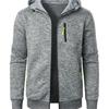Men Fall Winter Coat Hooded Long Sleeves Elastic Cuffs Jacquard Knitted Cardigan Zip-up Solid Color Sport Jacket