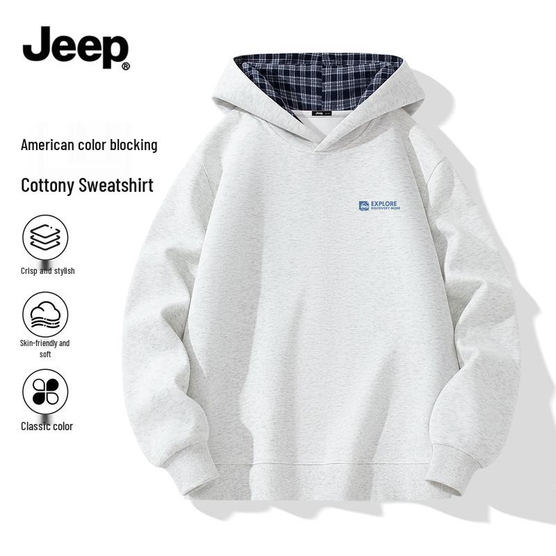 JEEP Men's Loose Fit Printed Hooded Sweatshirt