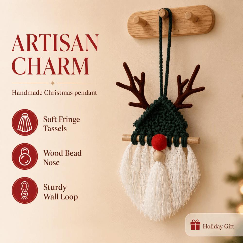 Santa Claus Christmas Tree Tapestry Bohemian Style Cotton Rope Tapestry Living Room