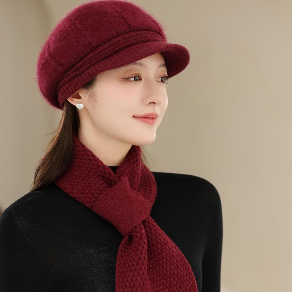 Plus Velvet Warm Basin Hat Knitted Fisherman Hat Elderly Grandmother's Cold Proof Scarf  Autumn and Winter Hat Trend