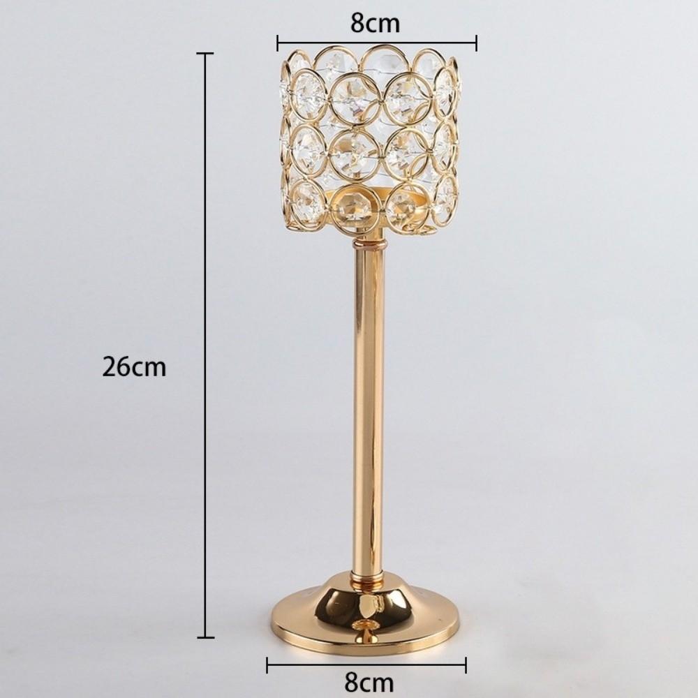 Retro Golden Candle Holder Crystal Metal Tea Stand Lamp Candlestick Wedding Decoration