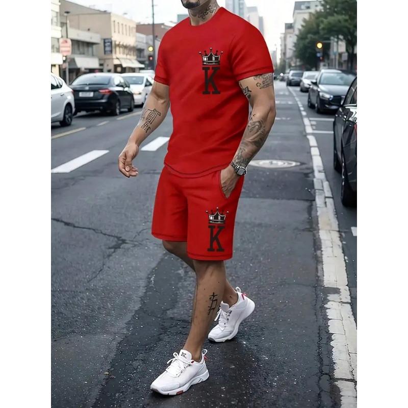2 Piece Set Summer 2025 Men's Daily T-shirt And Beach Shorts Set Outdoor Casual Men's Short Sleeves Street Style Men's Shorts