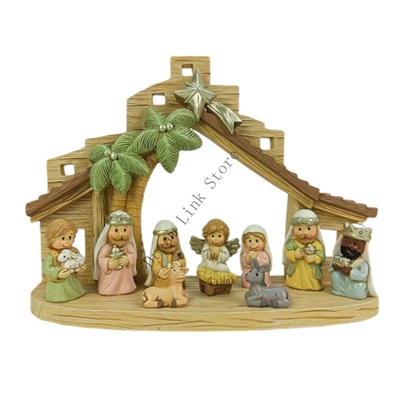 Q1FD Baby Jesuses Holy Family Statue Miniature Christmas Nativity Scene Sculpture
