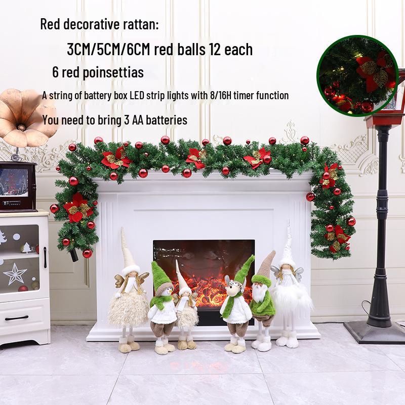 2.7m Lighted Christmas Rattan Garland for Store Displays and Escalators