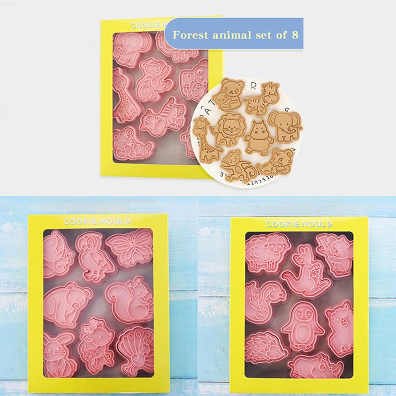 8Pcs/Set  Biscuit Mold Forest Animal Shape Cookie Cutter Icing Fondant Cake Tool