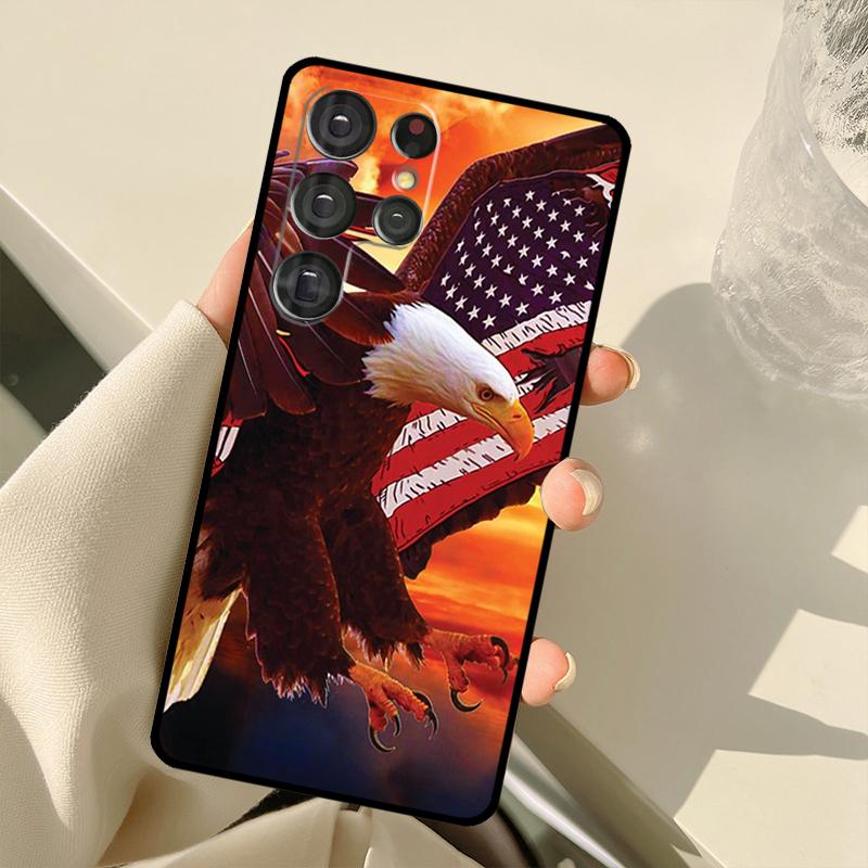 American USA Flag Eagle Case For Samsung Galaxy S25 S24 S23 S22 S21 S20 Ultra S9 S10 Plus S21 FE S25 FE Back Cover