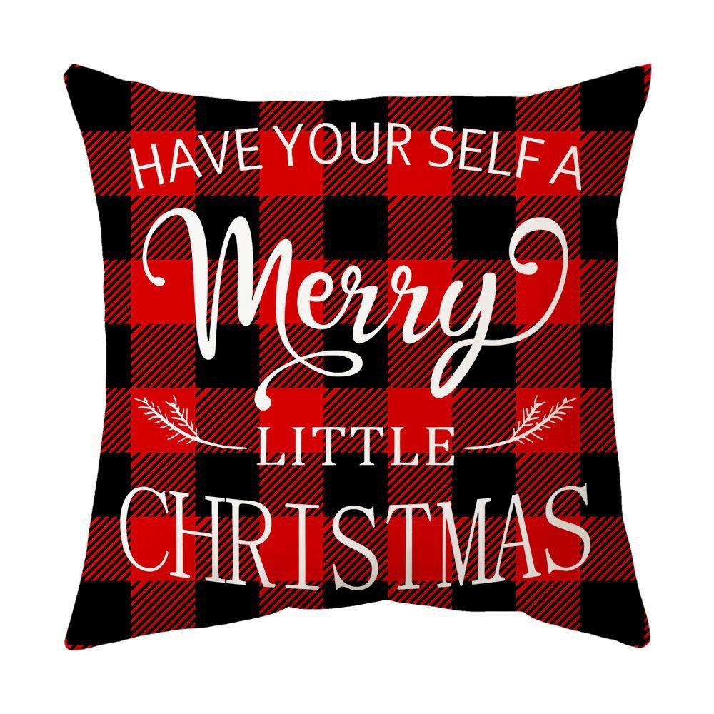 Christmas home decoration pillow cover Merry Christmas Snowman Christmas tree plaid printed cushion cover Sofa room decoration
