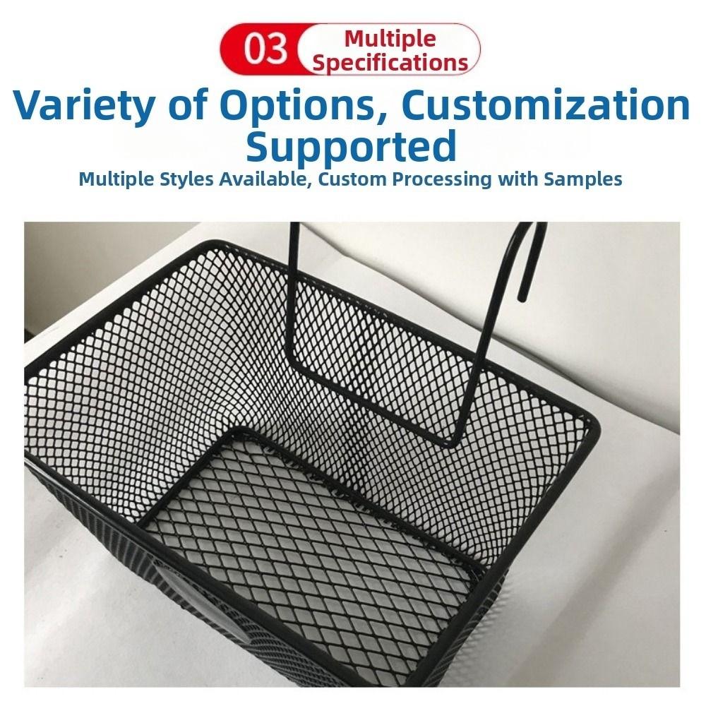 Black Bike Front Basket Metal Mesh E-Scooter E-bike Basket Handlebar Shopping Storage Basket