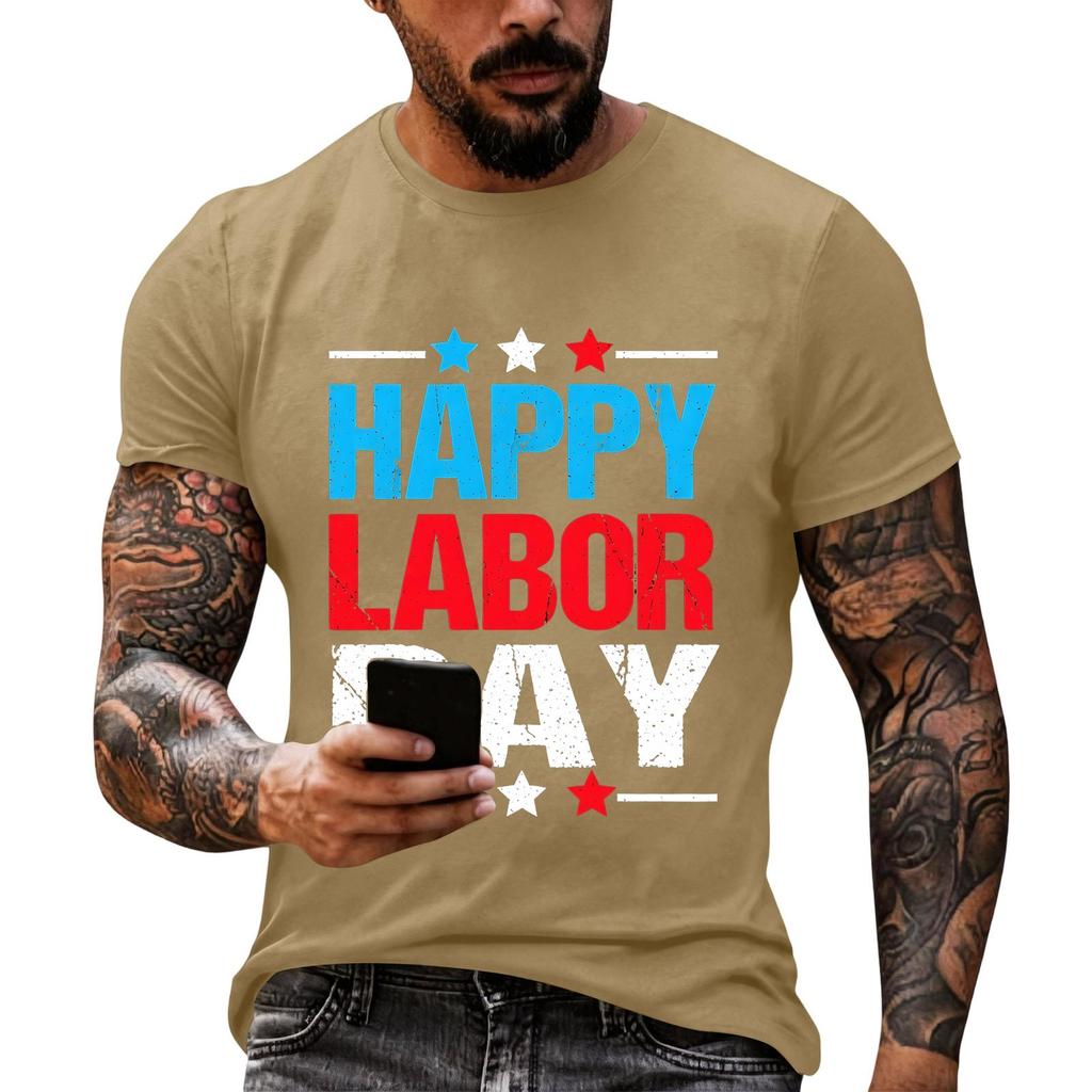 Men's Casual Loose Fit Short Sleeve T-Shirt Crew Neck Printed Graphic Tee Summer Top for Everyday Wear